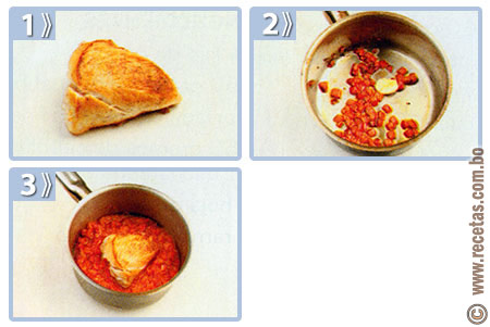 Pollo con pimiento y tomate, preparación