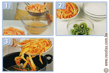 Dulce de papaya y kiwi preparación, receta - recetas.com.bo