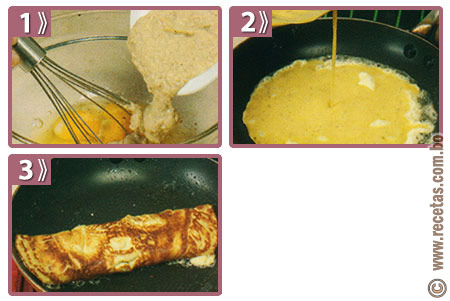 Pequeñas omelettes con paté de berenjena preparación, receta - recetas.com.bo
