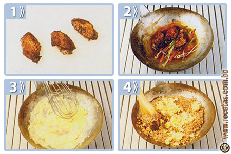 Alitas bouché en salsa oriental y arroz chaufa, preparación - Recetas.com.bo