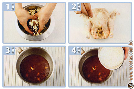 Pollo relleno de frutos secos y arroz árabe, preparación - Recetas.com.bo