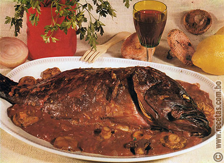 Mero con champiñones