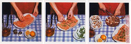 Salmón con champiñones, preparación
