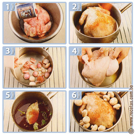 Pollo con setas al vino preparación, receta - recetas.com.bo