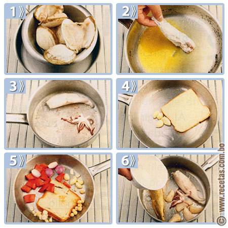 Zarzuela navideña de pescado y mariscos preparación, receta - recetas.com.bo