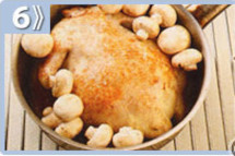 Pollo con setas al vino, salpimentar y hornear