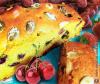 Queque de zapallo con frutos rojos